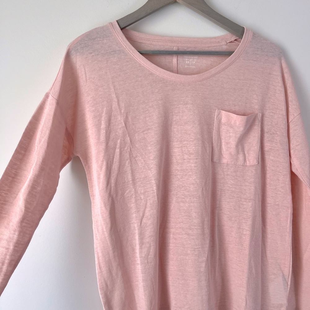 Old Navy Pink Boyfriend Long-Sleeve Tee